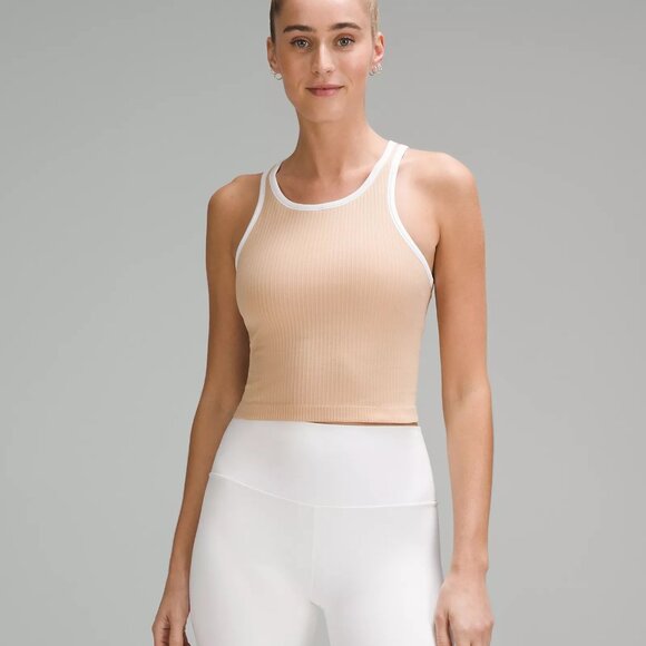 Ebb to Street Cropped Racerback Tank Top Light Support, B/C Cup Size 6 Contour - Picture 1 of 3